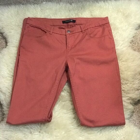 Forever 21 Coral Skinny Pants - Picture 1 of 4